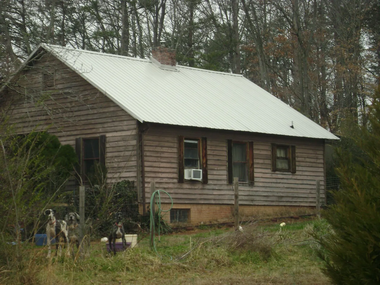 White metal roof on an old wood sided farmhouse, from a Asphalt Shingle Roof Repair job in Rapidan